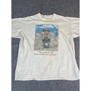 Vintage 1992 Chris Hammack Do You Feel Lucky Punk T Shirt Mens XL White Cowboy